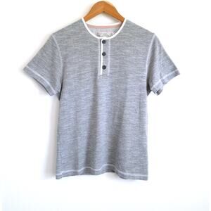 SHIPLEY & HALMOS NEW YORK Cotton Henley Tee T-Shirt Heather Gray FWRD S $125